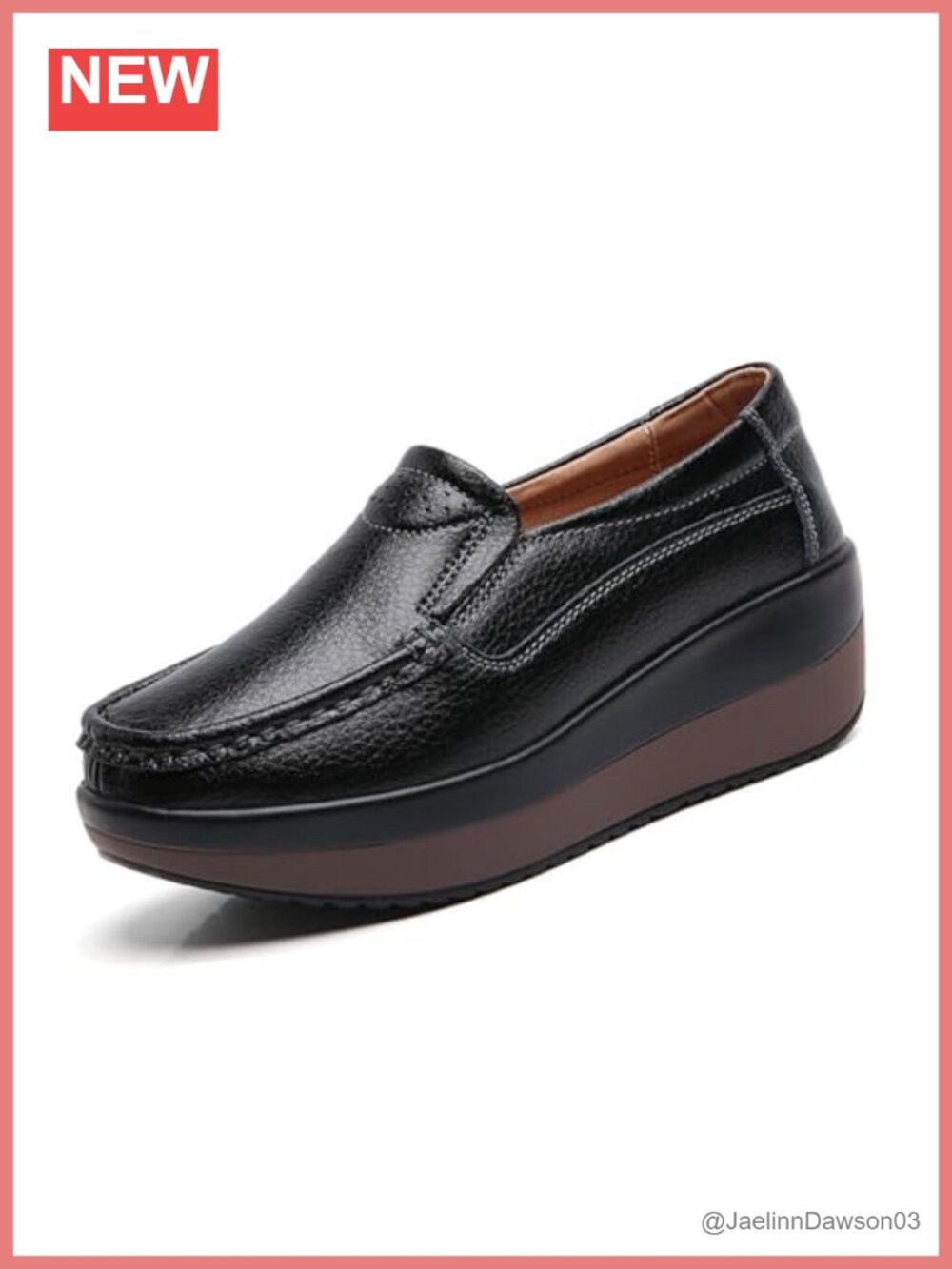 Women's Faux Leather Platform Slip On Loafers Hidden Wedge